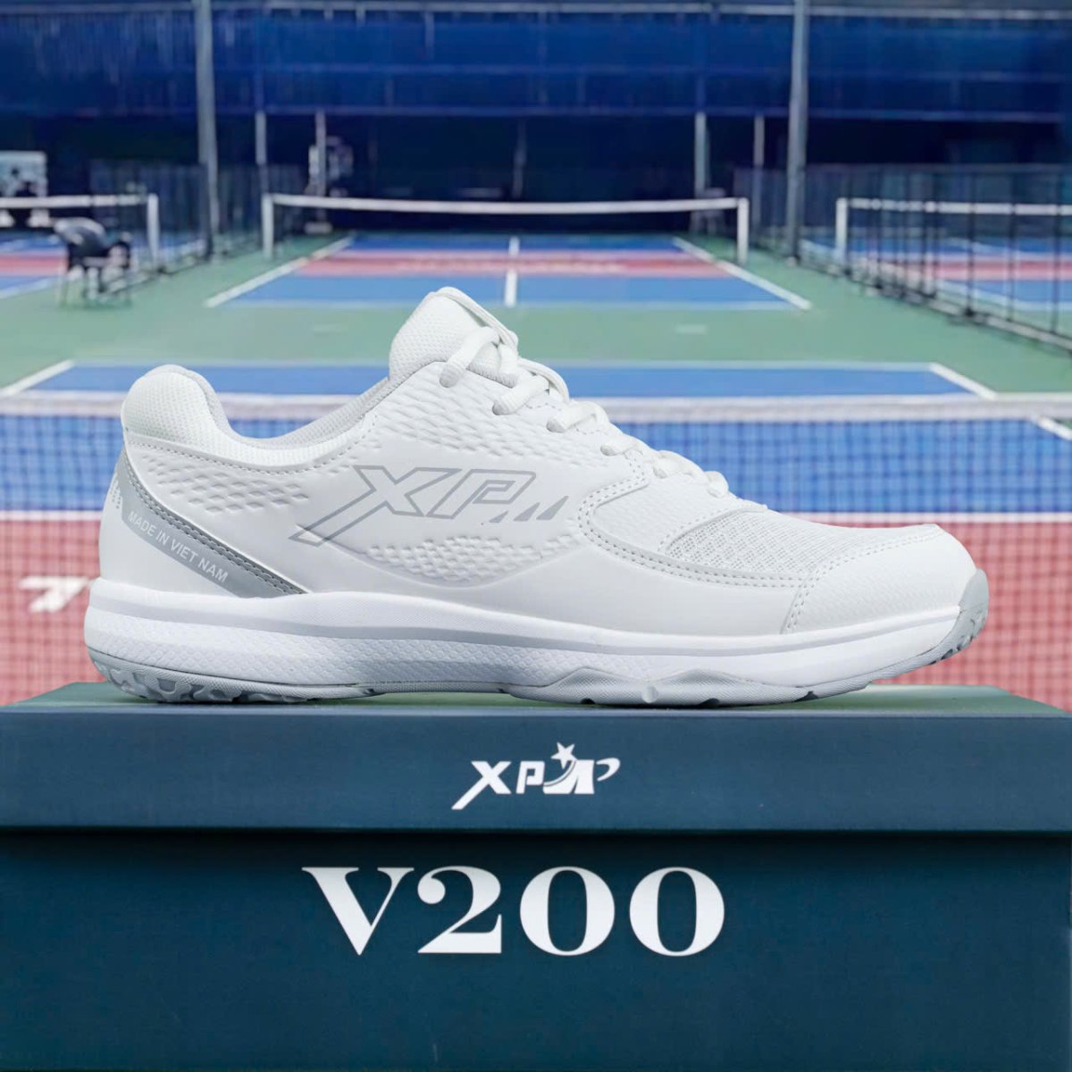 Giày XP V200 - Giày Pickleball, Cầu Lông, Bóng Chuyền, Tennis Nam Nữ | Xampovn - Giày chất lượng cao - Trắng